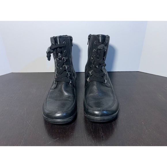 Clarks Collection Black Combat Style Leather Boots Size 8M - Picture 5 of 16